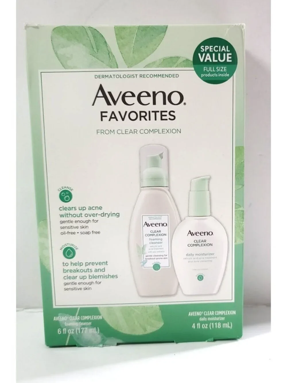 Aveeno Clear Complexion Foaming Cleanser 6 oz + Daily Moisturizer 4 oz 08/2022